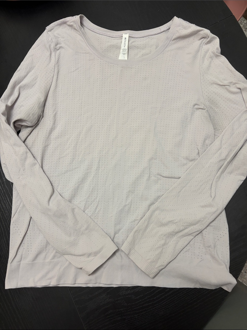 Athleta Lightweight Perforated Scoop-Neck Long Sleeve Top — Pale Lavender
